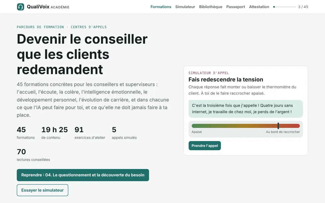 Page d'accueil de QualiVoix Académie